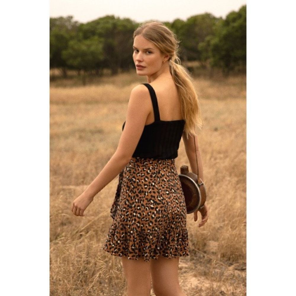 Rails Maci Linen Blend Ruffle Trim Wrap Mini Skirt - image 2